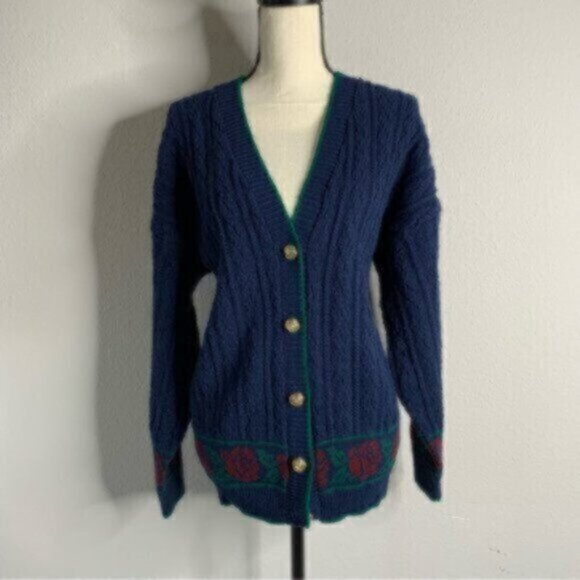 Lauren Ralph Lauren Rare Vintage Cable Cardigan Sweater With Gold Buttons - Picture 8 of 17